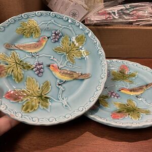 A Pair Of Bird And Berries Majorca Saucers.  Simply Beautiful